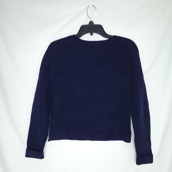 RALPH LAUREN Purple Label Silk Navy Ribbed Sweater Women's LARGE - Picture 14 of 16
